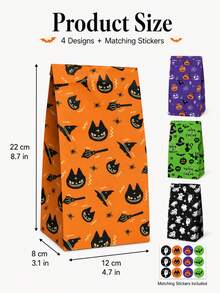 12pcs Halloween Gift Bags, 4 Assorted Ghost & Pumpkin Party Favor Bags, Suitable For Halloween Trick Or Treat Candy, Cookies, Snacks And Small Gifts - View 2