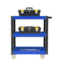YUNRUX 3-Tier Heavy-Duty Workshop Trolley 34.23*15.35*38.88in Steel Utility Cart - Blue - View 1