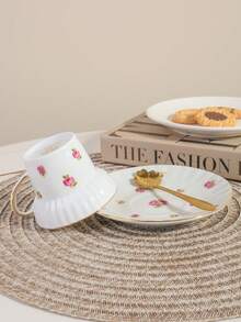 1 buah Set Cangkir Kopi & Tatakan Keramik Mawar Romantis, Desain Cangkir Kreatif, Cocok Untuk Rumah, Klub, Cangkir & Tatakan Teh Bunga, Hadiah - WL127 - Mawar Kecil - View 6