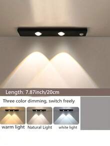 1pc Cat Eye Sensor Cabinet Light, 20/30/40/50cm USB Rechargeable Motion Sensor Light, LED Light Strip, Dimmable 3-Color Options, Suitable For Kitchen, Wardrobe, Cabinet, Bedroom, Hallway - Three Colors - View 17