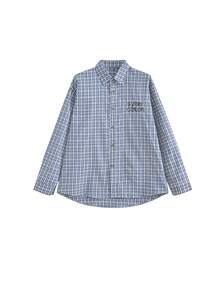 Blue Plaid Shirt Spring New Versatile Loose Slouchy Sun Protection Cardigan High-End Casual Top - Blue - View 5