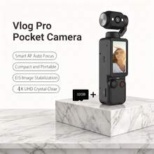 4K UHD 便攜式雲台相機，適合 Vlog 創作者，長效續航（最高 7 小時），手持輕巧運動相機，可拍攝清晰影片與低光源自拍，具備 AF 自動對焦與內建補光燈，創作者禮品完整套裝 - 彩色 - 查看 9