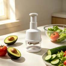 Picadora multifuncional de ajo y verduras: cuenta con un diseño manual de pulsador; es versátil y fácil de desmontar para su limpieza. - Blanco - Ver 6