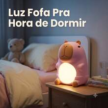 Mini Ventilador Capivara USB Recarregável com Luminária LED Luz Noturna Infantil Presente Decoração - Marrom - Visão 5