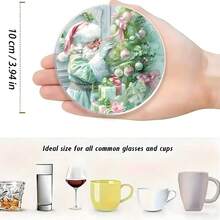 6pcs Fresh Green Christmas Theme Acrylic Coaster Set - Heat Resistant, Desktop Protection, Suitable For Home, Office And Themed Parties - Acrylic Coaster - View 6