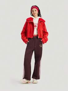 Adidas Women's NYR WIDE KN PNT Sports Knit Pants KH2704 - Red - View 5