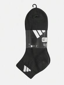 Adidas 3 Pairs Men's Sports Socks, Shock-Absorbing Invisible Arch Support, Mid-Calf White Neutral Socks JC9271 - Black - View 2