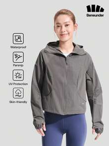 Beneunder Women's Lightweight Sun & Rain Protection Jacket (Short Length) WR001 - Dark Grey - View 1
