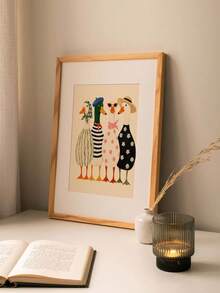 1pc Whimsical Goose Family Poster, Funny Duck Wall Art Print, Cottagecore Animal Decor, Colorful Farmhouse Kitchen Artwork, Vintage Goose Print,Unframed Canvas Decor - Abstract Style a - View 2