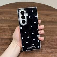 Ins Style Epoxy Resin Polka Dot Phone Case With Matte Bead Chain Bracelet, Compatible With Samsung Galaxy Z Fold 8 Wide Z Fold8 Ultra ZFold 7 Zfold6 Zfold5 Protective Shell - Black - View 5
