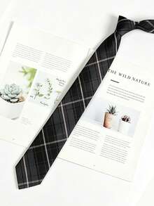 1pc Striped Hand-Tied Necktie Suitable For Shirts Daily Use Student Hand-Tied Necktie - Black - View 6