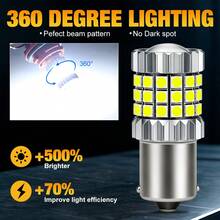 TOAUTO 2PCS PY21W P21 5W 1156 Ba15s 1157 Bay15d P21 5W Bau15s 3 PY21W 48 SMD LED Light For Car Flash Brake Bulbs Lights Reverse Parking Lamp - A - View 4
