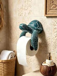 1pc Turtle Wall-Mounted Toilet Paper Holder, Bathroom Towel Rack, Rustic Beach Coastal Decor, Suitable For Kitchen, Bathroom, Bathroom Storage, Bathroom Accessories, Home Storage, Home Decor, College Dorm Essential, Back To School, Halloween, Christmas Gift Best Choice - Multicolor - View 6