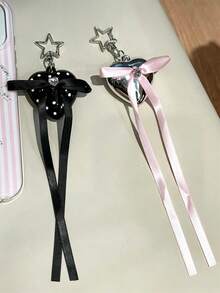 1 Buah Gantungan Ponsel Bentuk Hati Pita Busur Cantik Gaya Y2K, Aksesoris Gantungan Tas CCD, Rantai Kamera, Casing Earphone, Hadiah untuk Anak Perempuan - Berwarna merah muda - View 5