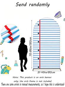 Sfondo ad arco per computer portatile 180cm*80cm, decorazione per il ritorno a scuola, copertura elastica per supporto ad arco, sfondo per il primo giorno di asilo, decorazione per foto di studenti e festa in classe, decorazione per festa di ritorno a scuola in aula prescolare - Arco a righe blu per il ritorno a scuola - Visualizzare 2