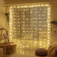 Soft & Cozy USB Powered Curtain LED Lights, Adjustable Lighting Modes Fairy Lights For Window, Suitable For Apartment Room Makeover, Bridal Party And Christmas Decoration - Warm White - View 8