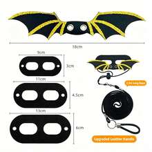 1 Set Harness & Tali Reptil Sayap Kelelawar, S/M/L 3 Ukuran Dapat Disesuaikan, Tali Jalan Kadal PU Lembut Anti Lepas, Panjang 2,2m, Tali Nilon Tahan Gigitan dengan Lingkaran Pergelangan Tangan, Cocok untuk Reptil Kecil, Pola Hitam & Emas - MultiWarna - View 14