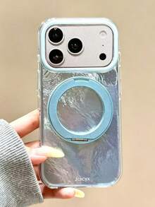 Casing Ponsel Motif Gletser Warna Solid Lucu dengan Stand, Kompatibel dengan iPhone 18 Pro Max 18Pro 17 Pro Max 17 Pro 17 16 Pro Max 16 Pro 16 15 Pro Max 15 Pro 15 14 13 12 Pro Max 11, Pelindung Belakang Lembut dan Tahan Guncangan - Biru - View 2