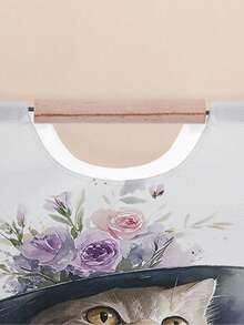1pc Storage Basket, Laundry Hamper, Washing Basket, Storage Bin, Kitten Print Design, Foldable Multipurpose Storage Box With Wooden Handles, Ideal For Daily Clothes Storage And Arrangement - Multicolor - View 7