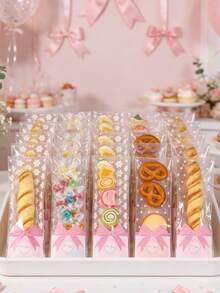 100 piezas Bolsas transparentes para dulces con lazo rosa y lunares, Bolsas para dulces de fiesta de cumpleaños con lazo rosa, Suministros para fiesta con lazo rosa, Bolsas para recuerdos de fiesta con lazo rosa, Bolsas con lazo rosa, Bolsas para algodón de azúcar decoradas con lazo rosa, Bolsas para postres de baby shower, Bolsas para empaquetar espino dulce del mercado, Bolsas transparentes para empaquetar alimentos de fiesta de primer cumpleaños, Bolsas para hornear galletas decoradas con lazo rosa, Suministros para fiesta rosa, Rellenos para bolsas de fiesta, Regalos con lazo rosa, Recuerdos de fiesta - Lazo de lunares - Ver 2