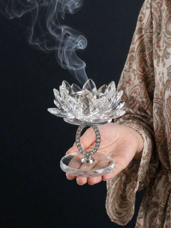 Nordic Luxury Crystal Lotus Incense Burner | Transparent Crystal Material, Compatible With Arabic Oud, Agarwood, Palo Santo Incense, Minimalist Zen Aromatherapy Decor. Suitable For Yoga, SPA, Sleep Aid, Stress Relief, Creating A Healing Home Atmosphere, Ideal For Ramadan Home Decor, Ramadan And Eid Gifts. INS Popular Crystal Craft Incense Tool, Suitable For Living Room, Bedroom, Office Desk, Easily Elevating Space Style.