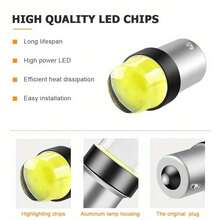 4pcs LED Reversing Light, Brake Light, Turn Signal & Stop Lamp - 1156 BA15S, 1157 BAY15D, 12COB - High Quality, Easy Installation, 4300K/6000K Color Temperature, 36V Power, No Battery Needed, Car Lights - 4Pcs - View 2