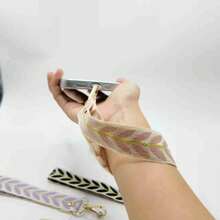 1 buah Tali Gantungan Ponsel Pendek dengan Liontin Mutiara, Tali Kain Lebar Gaya Gelang yang Dapat Diatur, Tahan Lama dan Modis, Kompatibel dengan iPhone/Semua Seri Smartphone - MultiWarna - View 4