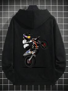 1 Men's Hoodie: Cotton-Polyester Blend, Exquisite Print, Suitable For Outdoor Use In Autumn And Winter. - 黑色 - 查看 2