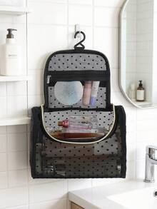 1/2pcs Portable Mesh Makeup Bag For Women, Large Capacity Mesh Toiletry Bag With Hanging Hook, Travel Wash Bag, Hanging Cosmetic Organizer, Toiletries Storage Bag, Essential Organizer For Business Trip And Travel - Multicolor - View 2