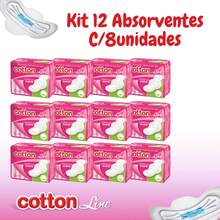 Kit 12 Absorvente Cotton Line Cobertura Suave Com Abas - Visão 6