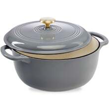 Cast-Iron Dutch Oven Kitchen Cookware W/ Enamel, Handles - 6qt - Graphite Gray - View 1