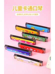 Random Color 1/6/12pcs Cartoon Double-Row Harmonica, Portable Beginner Musical Instrument, Random Color, Birthday, Valentine's Day, Back To School And Graduation Party Filler Gifts, Suitable For Halloween, Christmas - Multicolor - View 9