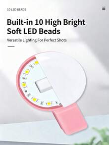 Mini Luz de Preenchimento para Selfie com Clipe Q, Luz de Preenchimento LED Recarregável por USB de Bolso, Luz de Clipe Portátil com Brilho Ajustável em 3 Níveis, Adequada para Selfie de Smartphone, Vlog, Transmissão ao Vivo - Temperatura de cor dupla - Visão 4