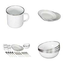 Deluxe 24-Piece Enamel Tableware Set - Enamel Plates And Bowls Lightweight And Durable Camp Dish Set For Camping And Backpacking Plates And Bowls For 4 People - White - View 9