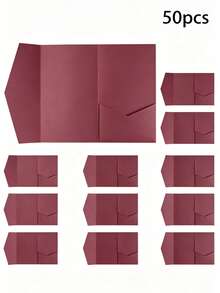 2026F00041319 25/50pcs Tri-Fold Pocket Wedding Invitation Covers, Engagement 15th Anniversary Birthday Baptism Simple Invitation Envelopes, DIY Invitations, 5*7 Inch Pocket Invitations, Customized Invitations, Wedding Cards, Invitation Cards - one-size - View 16