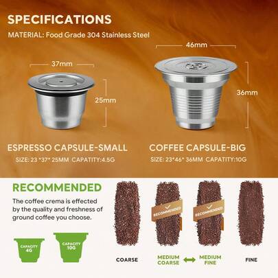 Capsule reutilizabile de cafea din oțel inoxidabil ICafilas, mari și mici, compatibile cu L'OR Barista LM8012 / 60, capsule metalice reîncărcabile pentru L'or Espresso Pods
