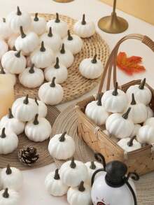 1/5/10pcs Artificial Mini Pumpkin, Suitable For Halloween DIY Wreath Handmade, Autumn Home Decor, Kitchen Tabletop Decoration, Seasonal Fruit Bowl Display, Autumn Door Wreath, Thanksgiving Table Centerpiece, Autumn Wedding Decoration, Tabletop Party Artificial Decoration Props - New Model - View 2