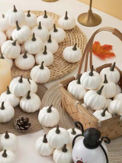 1/5/10pcs Artificial Mini Pumpkin, Suitable For Halloween DIY Wreath Handmade, Autumn Home Decor, Kitchen Tabletop Decoration, Seasonal Fruit Bowl Display, Autumn Door Wreath, Thanksgiving Table Centerpiece, Autumn Wedding Decoration, Tabletop Party Artificial Decoration Props