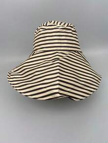 1pc Large Head Circumference Wide Brim Striped Bucket Hat, Foldable, Face-Slimming, Fashionable & Versatile, Sweet & Cute, Soft & Comfortable, Suitable For Spring/Summer Outdoor Outings, Essential For Cycling - Multicolor - View 7