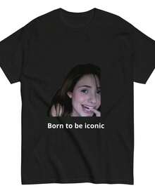 Born To Be An Idol T-Shirt With Z-Generation Meme Pattern, Tops, Beautiful Summer Tops, Women's T-Shirts - 黑色 - 查看 6