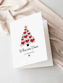 1pc Heart Christmas Tree Greeting Card, To The One I Love At Christmas Holiday Card, Christmas Gift For Husband, Wife, Boyfriend, Girlfriend & Couples - Multicolor - View 6