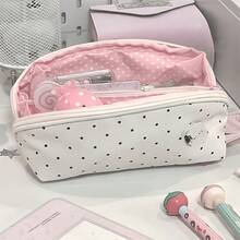 1pc Polka Dot Shell Shaped Pencil Case, Polka Dot Shell Design, Large Capacity Multifunctional Stationery Storage Bag, Portable Pencil Case, Student Stationery, Girls Large Capacity Stationery Bag - Seashell Pencil Case - View 2