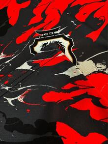 New Japanese Style Autumn Men's Soccer Jersey, Soft Sports Top, Black Dragon Pattern Ink Painting Print - Black - View 6