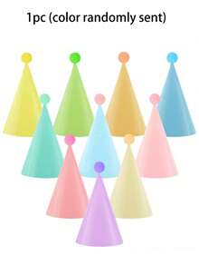 12/6/1 Colorful Pink Party Hats, Birthday Party Cone Hats, Cute Cake Cone Birthday Paper Hats, Cute Crowns, Adult Party Mixed Hats, - Multiple Styles - View 11