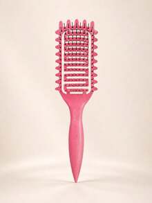 Curly Hair Styling Comb, Multi-Color Plastic Anti-Tangle Comb, Side Tooth Design, Open Back, Tail Handle, Suitable For Curly, Wavy, Thick Hair, Women's Travel Use - Multicolor - View 12