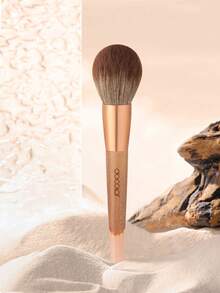 docolor 1PC Travel Portable Face Powder Brush – Fiber Bristles, Aluminum Ferrule, Wood/Rubber Handle, Transparent Casing, Great Gift For Home & On-The-Go - Maple - View 7