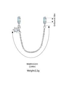 Bamoer Winter Ice Series Silver Charms, Snowflake Iridescent Moon Glass Beads Fit Bracelet DIY Accessories - Silver - View 18