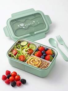 1pc Salad Lunch Box, Lunch Box Container With Spoon And Fork, Microwave And Dishwasher , Suitable For Outings, Work, Picnic Kitchen Storage - Multicolor - View 2