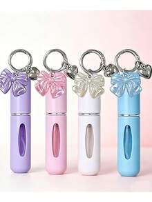 1/2/4-Piece Bow Pendant Perfume Spray Bottle With Key Chain, Bottom Filled Perfume Bottle, 5ml Travel Portable Perfume Bottle, Reusable, Ideal Gift For Ladies, Back-To-School Gift For Girls, Mini Perfume, Travel Bottle Set - Multicolor - View 2
