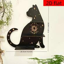 3pcs Wooden Black Cat Wall Shelf Set. Gothic Style Wall Hanging Storage Organizer - A - View 4